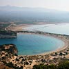 Voidokilia beach landscape, view from Paliokastro